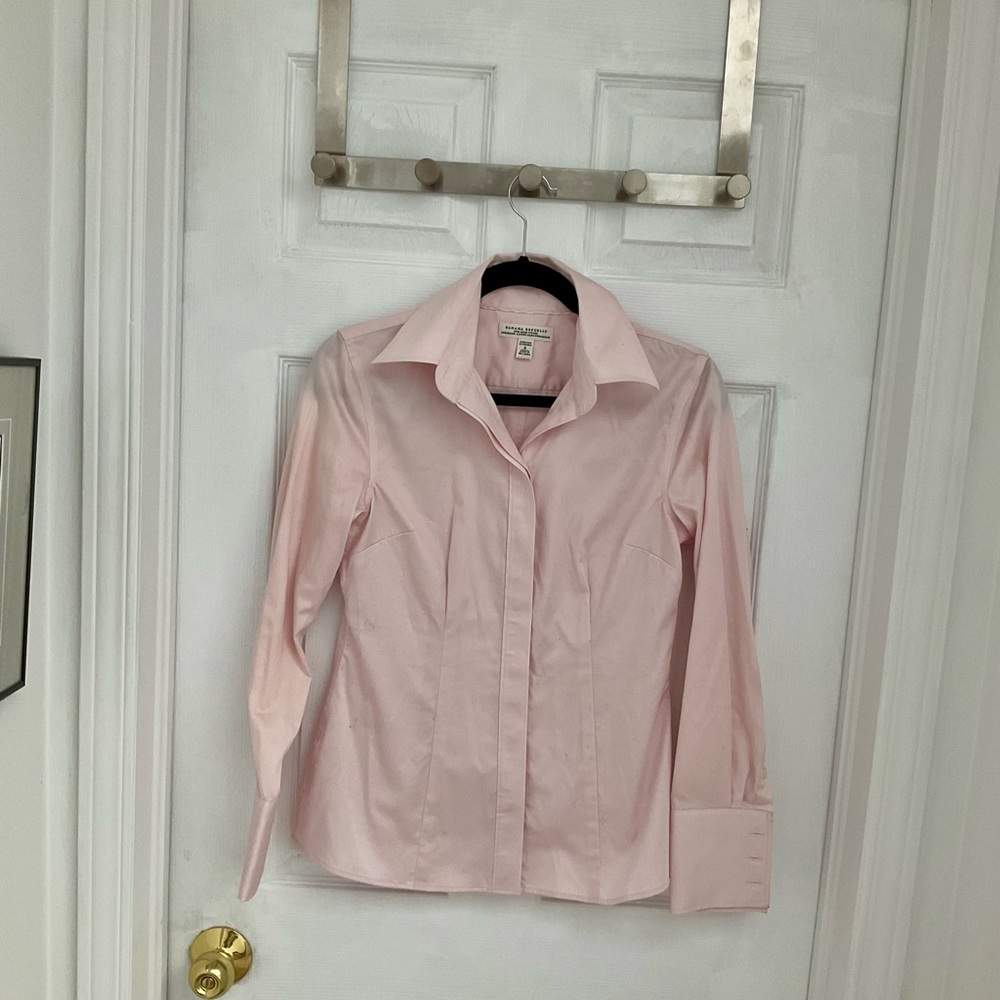 Light Pink Structured Button-Front Women’s Shirt